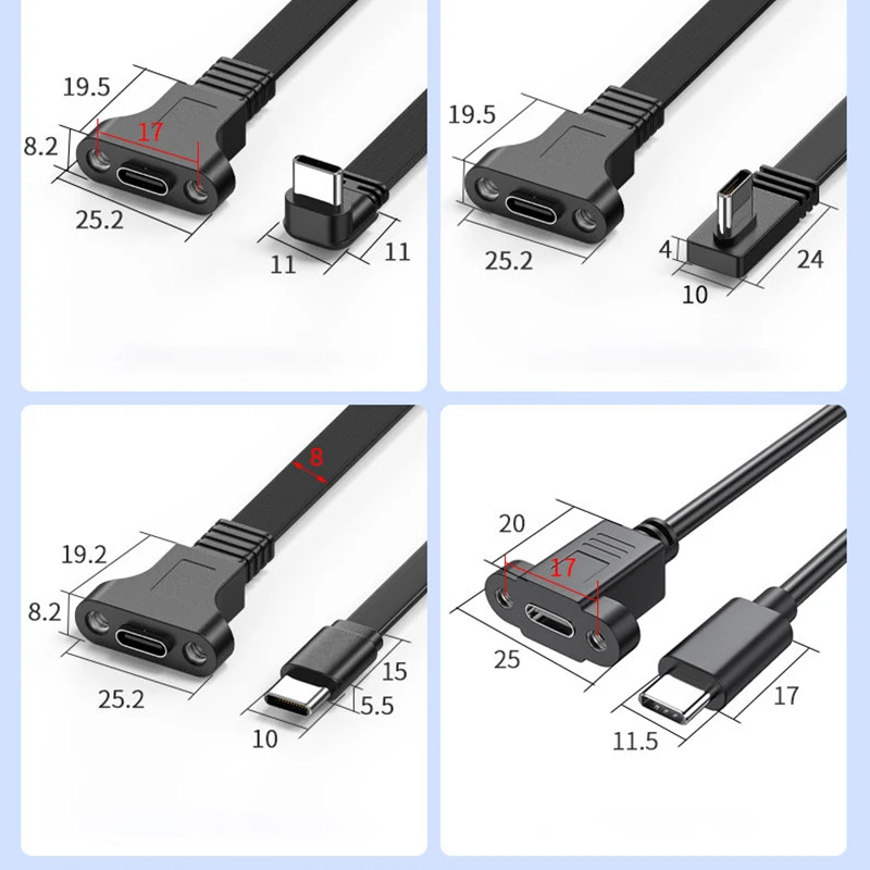 Type-C 연장 케이블 USB 2.0 남성-여성형 10Gbps(나사 구멍 포함) 안전한 데이터 충전 케이블 Type-C 전송선 Gen2