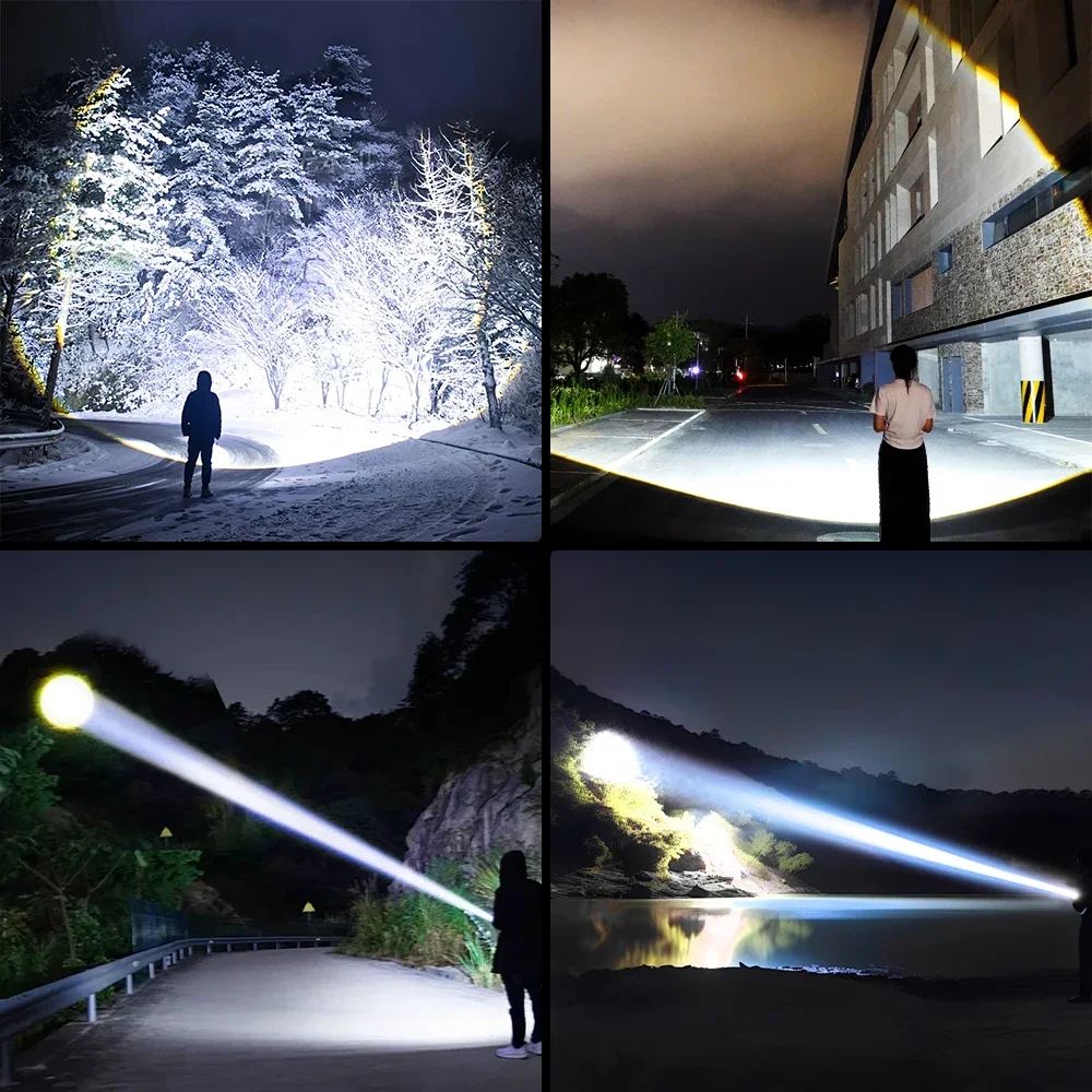 960000000LM 고출력 LED 손전등 USB 충전식 토치 방수 울트라 브라이트 손전등 장거리 6500M 캠핑 랜턴
