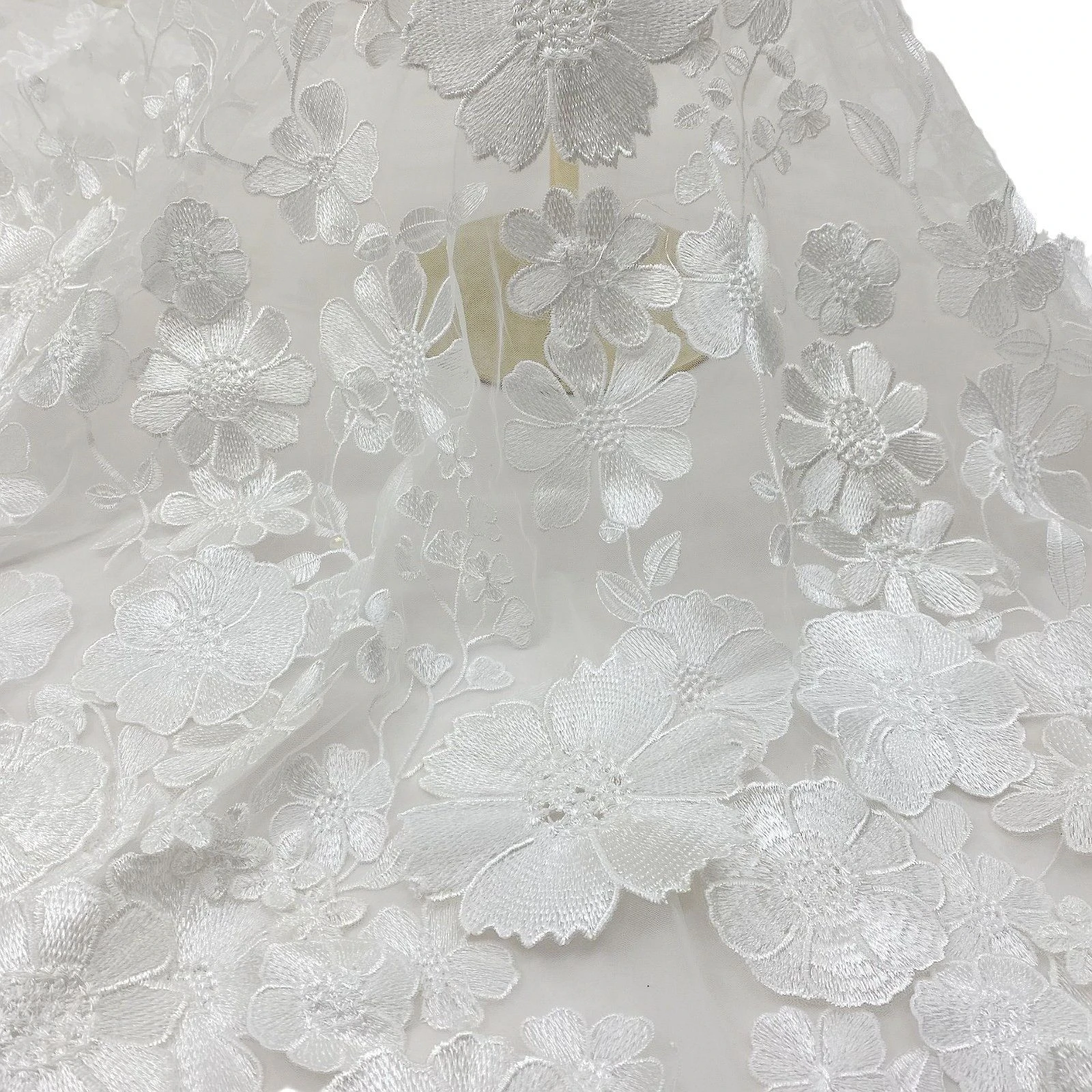3D Flower Lace Fabric Bridal Wedding Gown Dress 130cm Width Selling by Yard