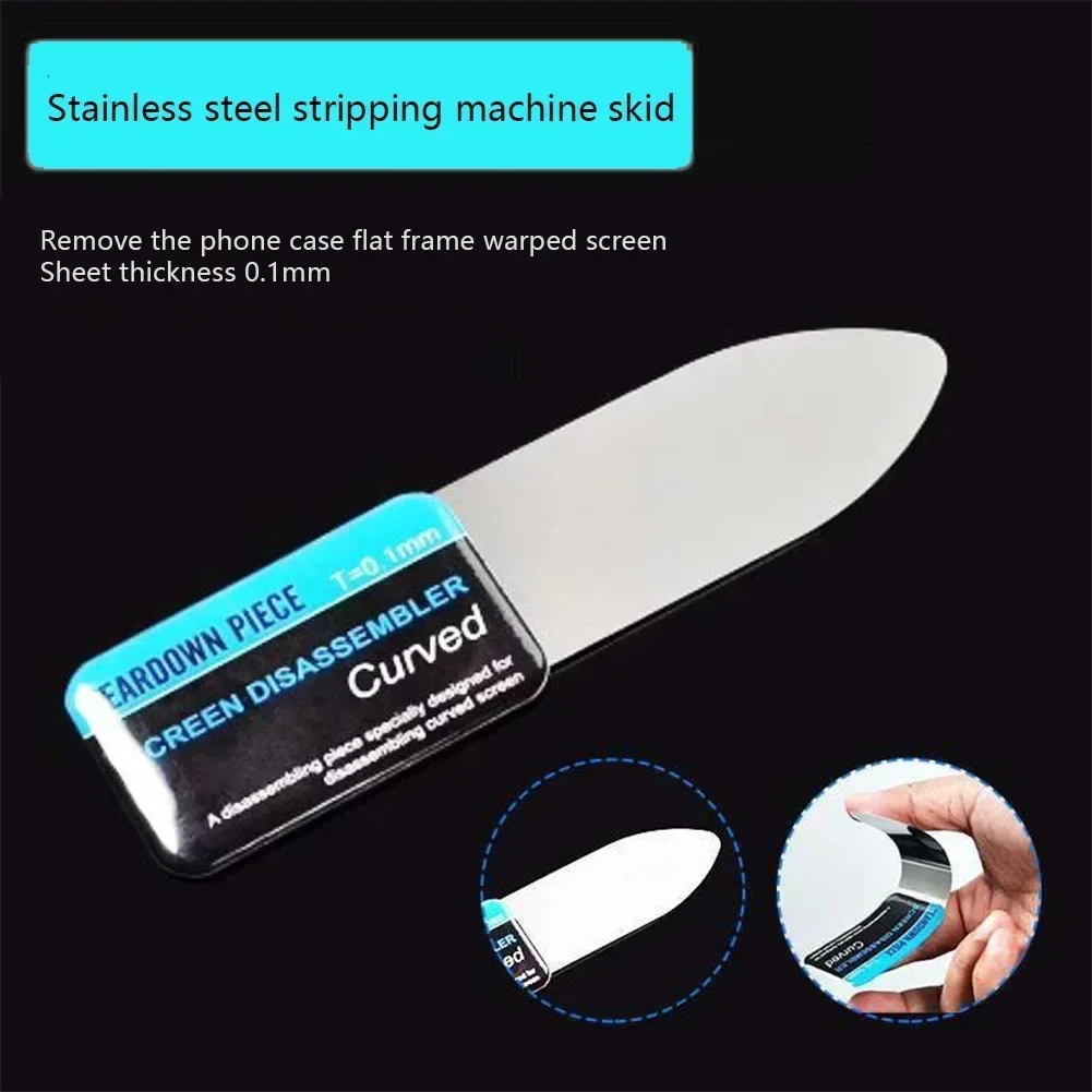 Phone Screen Disassemble Tool 1PC Mobile Phone Curved LCD Screen Spudger Opening Pry Card Tools Ultra Thin Flexible Mobile Phone Disassemble Steel Metal