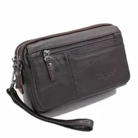 High Quality Men's Business Clutch Wallet Real Leather Wrist Money Bags First Layer Cowhide Purse Wallets Cigarette Card Holder 1