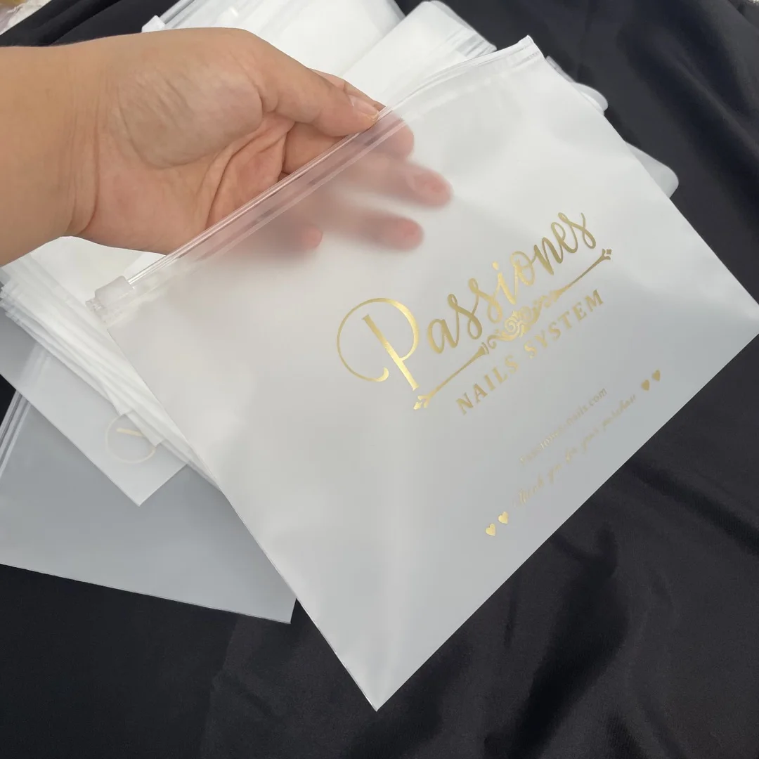 Custom Biodegradable zip lock bag gold foil logo T Shirt Jeans Clothing