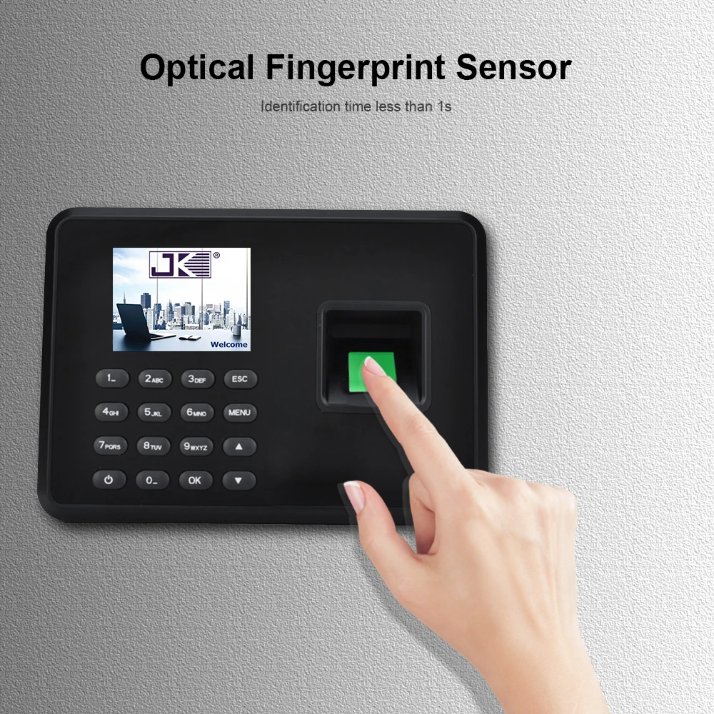 Chytrý biometrické daktyloskopie heslo účast stroj zaměstnanec checking-in rekordér 2.4 palec LCD obrazovka stejnosměrný 5V čas
