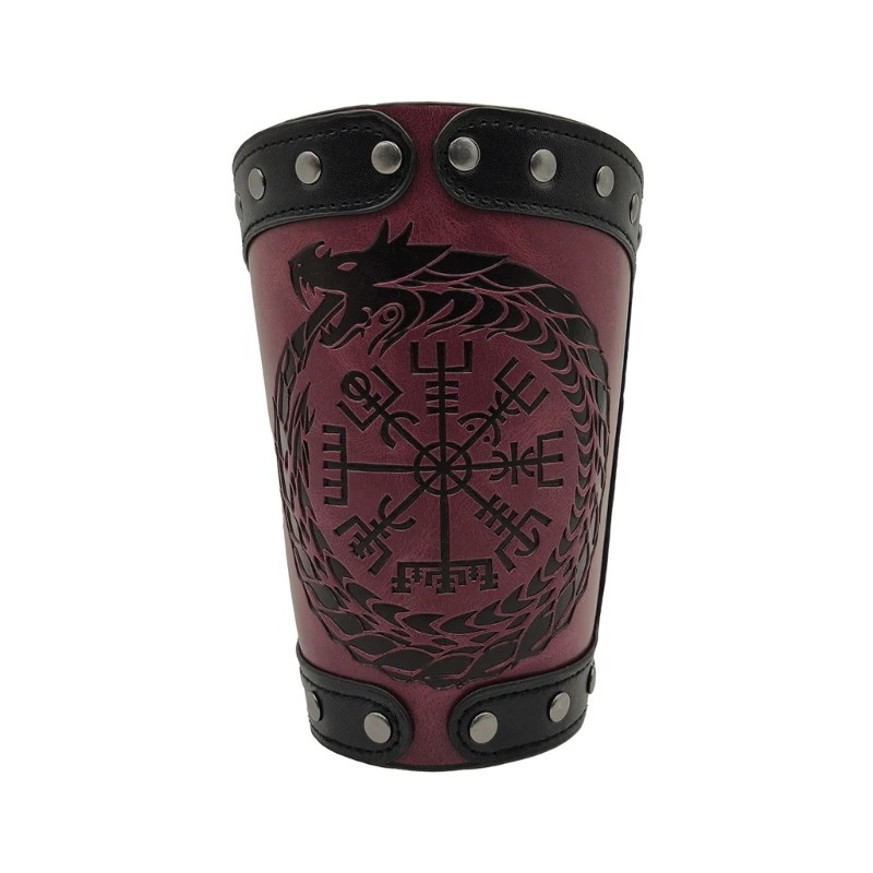 Vintage PU Leather Knight Arm Gauntlets Bracer Bracer Medieval Embossed Arm Bracers Wristband for Men Women