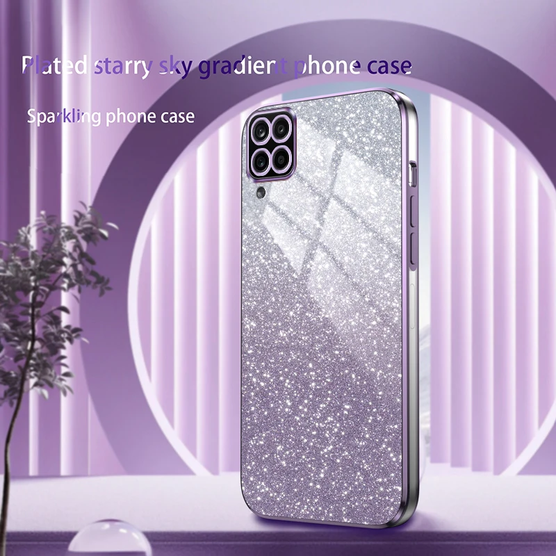 Luxury Electroplated Glitter Phone Case with Soft Bumper and Transparent Back Cover