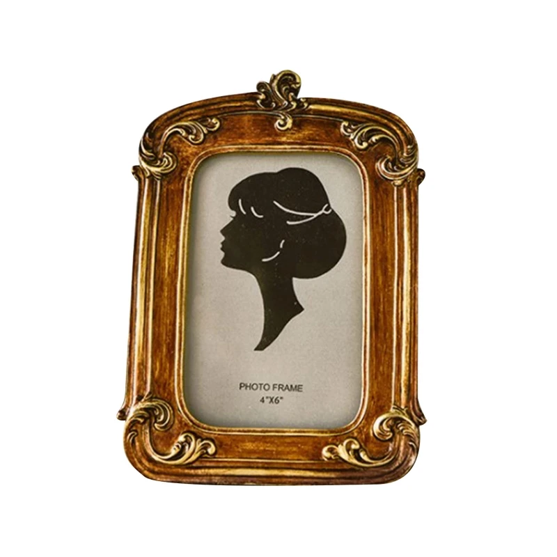Aesthetic Vintage Photo Frame Royal Court Style Resin Photo Frame Imitation Wood Embossed Picture Home Ornaments photo frame wood canvas frame wood photo frame wood frame wood picture frame art frames