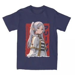 Frieren Beyond Journey's End Vintage Cotton T - Shirt - Unisex Crew Neck Short Sleeve Tee - S (Navy Blue)