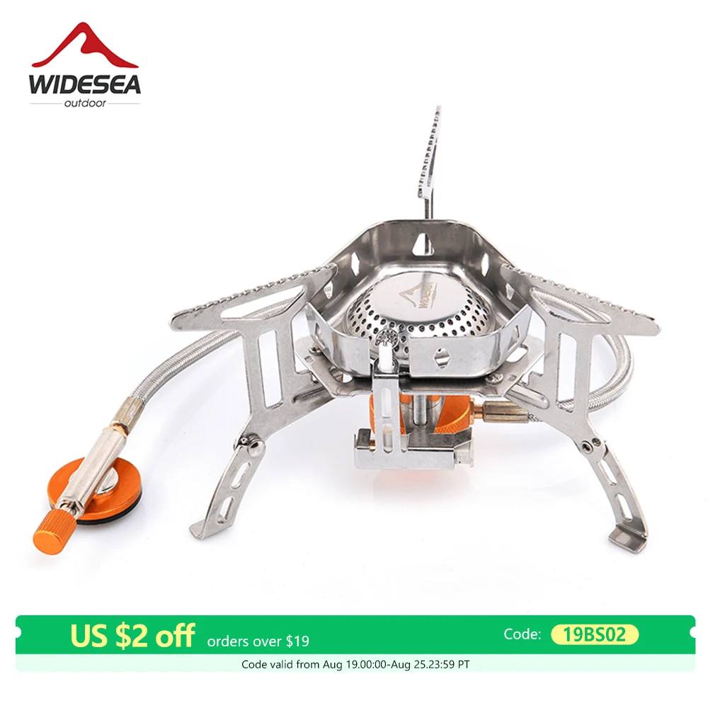 Widesea Camping Wind Proof Gas Burner Outdoor Strong Fire Stove Heater Tourism Equipment Supplies Tourist Kitchen Survival Trips