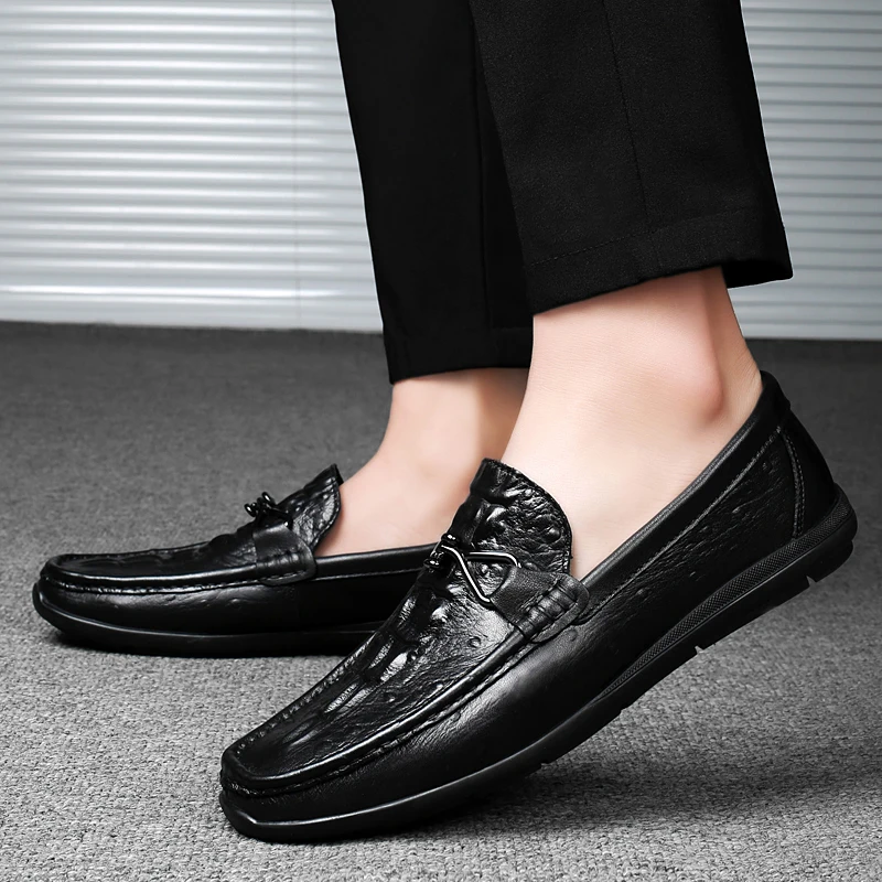 

Spring and Autumn Men's Shoes Genuine Leather Mens Slip on Shoes Arrival Mens Loafers Handmade Male Comfortable Driving Footwear
