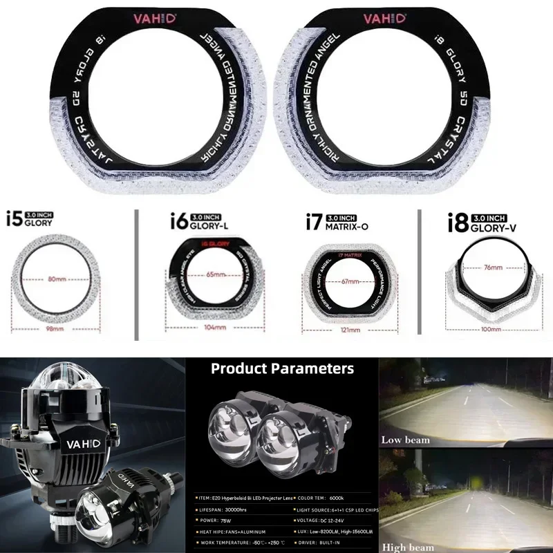 

DRL Bezels Angel Eyes LED Shrouds For Hella Q5 Lenses Headlight Projector i7 i8 3.0 Inches Cover Bi Xenon Bezel Bi Led Projector