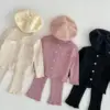 2025 Autumn New Baby Girl Long Sleeve Clothes Set Solid Ribbed Cardigan + Leggings 2pcs Suit Cotton Infant Home Wear Outfits 3