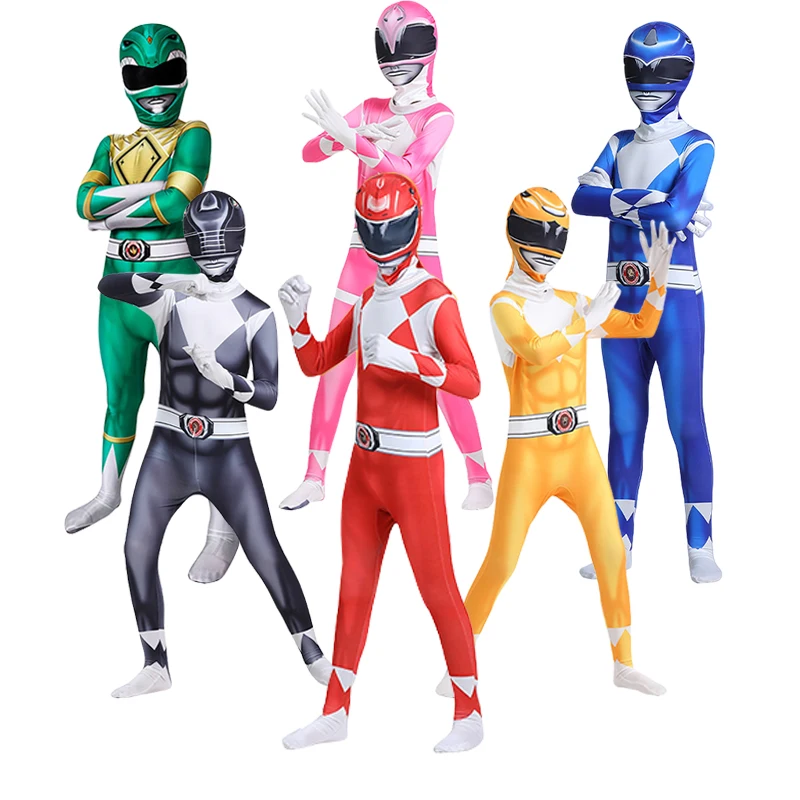 Kids Power Rangers Costume Morpher Superhero Samurai Sentai Shinkenger Rangers Cosplay Fantasia Maschera Costume Di Halloween Junpsuit