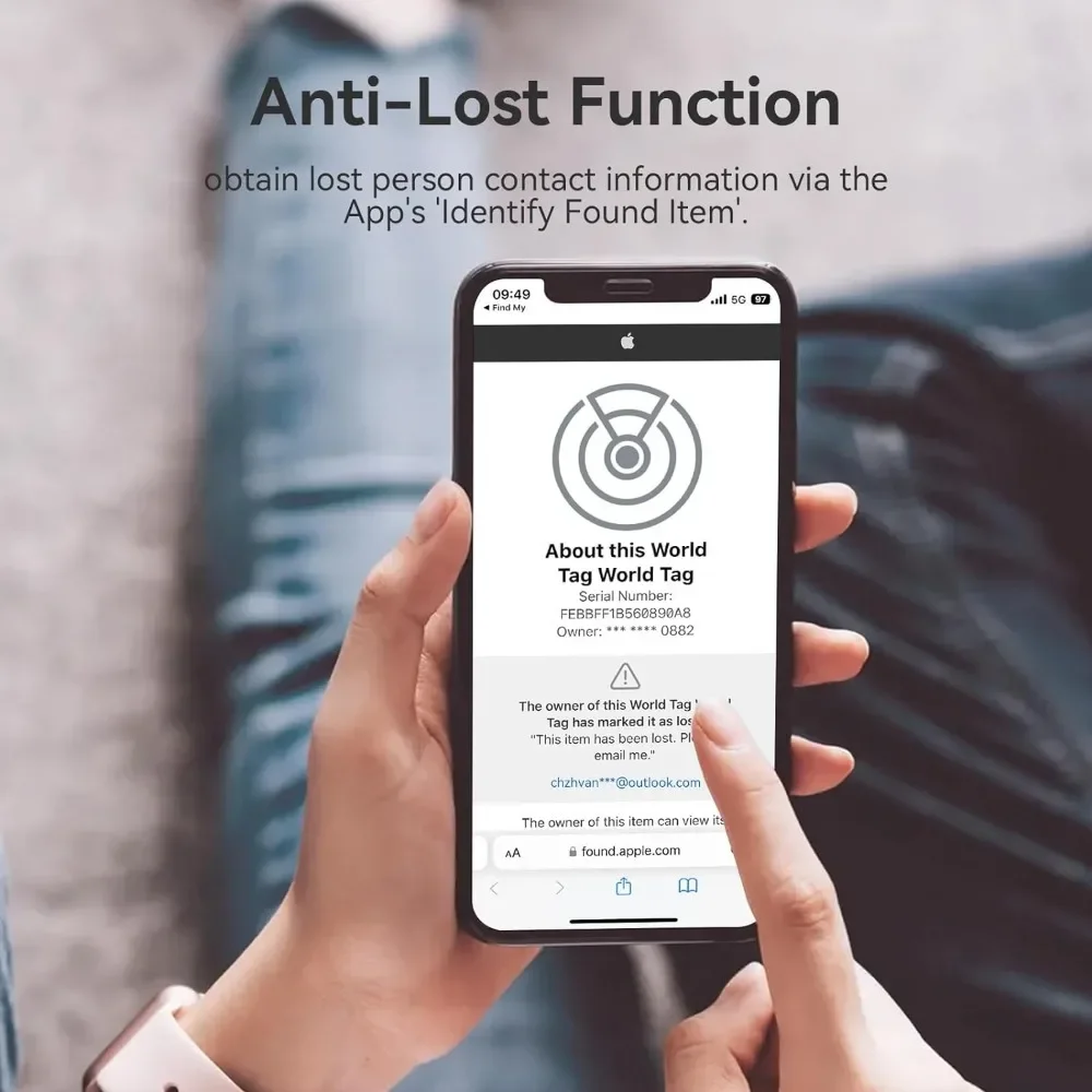 Item Finder Set 2 Pieces for Apple Find My(iOS Only), Waterproof, Replaceable Battery, Loss Mode, 2 Pieces in White and Black