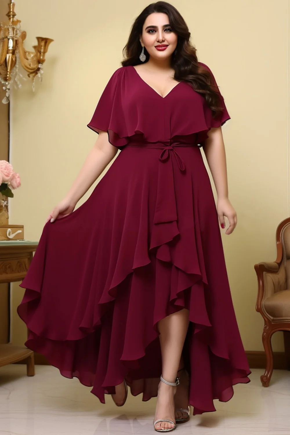 Sincemeet Abito da damigella d'onore lungo chiffon plissettato abito da