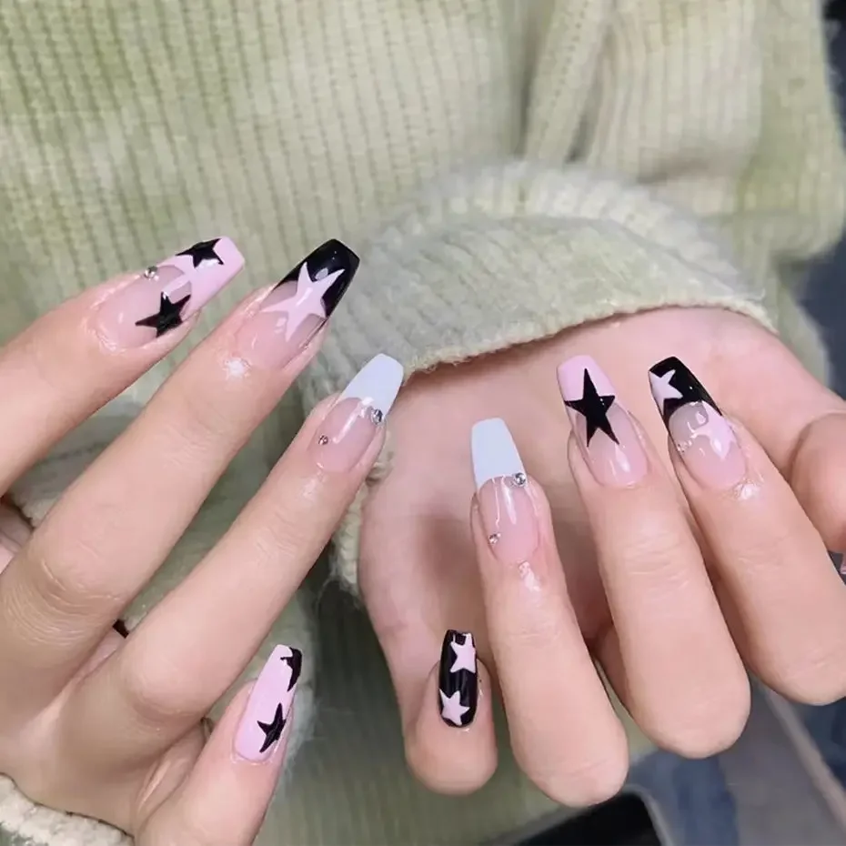 Irregular Pentagram Laser Shiny Nail Stickers - Self-Adhesive DIY Manicure Decals & Foils Wholesale Decor