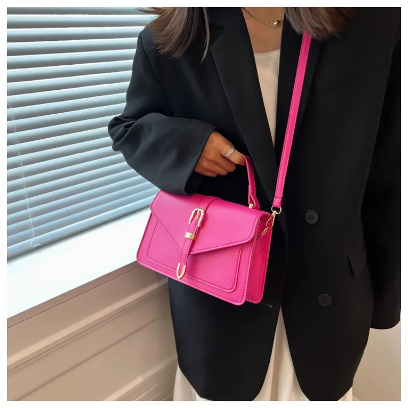 Minimalist Women's Crossbody Bag With Top Handle And Flap Design_voghion.com