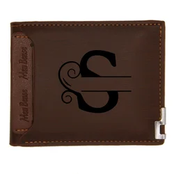 Custom Engraved Men's Leather Wallet - Personalized Bifold Gift (Light Brown - S)