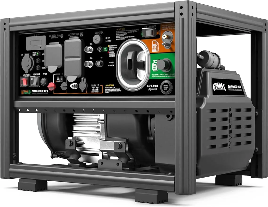 

GENMAX DIY Open Frame Dual Fuel Inverter Generator, 4000W ultra-quiet 145cc engine,with Parallel and Series Capability with CO A