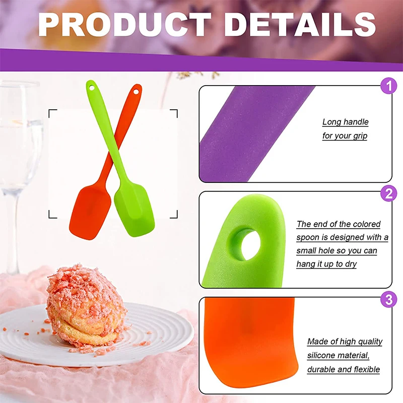 LMETJMA 28cm Silicone Spatulas Heat Resistant Spoon Spatula Non-Stick Spoonula Flexible Scrapers Baking Mixing Tool JT20 BEST SELLERS