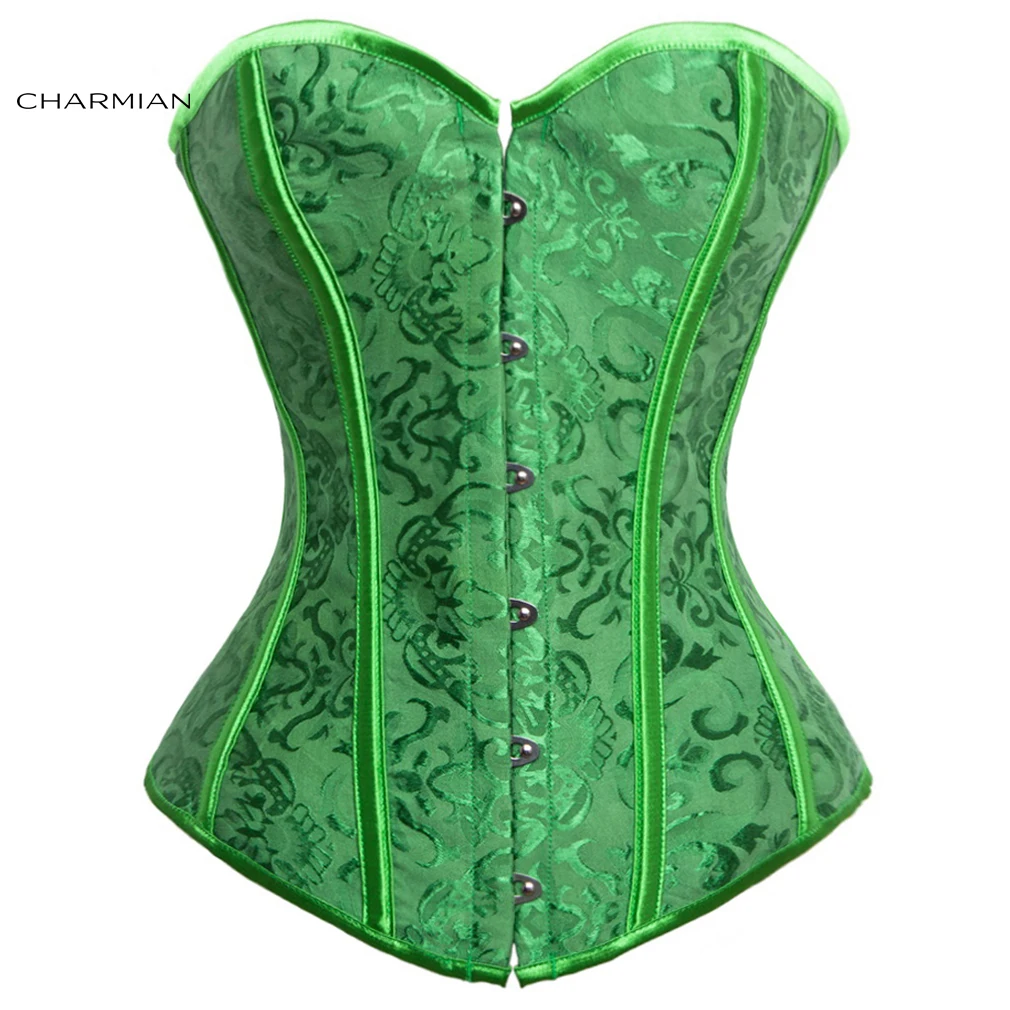 Charmian Women's Plus Size Vintage Overbust Corset Top Sexy White