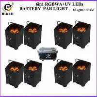 No Tax Flight case 8pcs 6x18W Wireless Battery Powered Par Light RGBWAUV 6IN1 Remote Wifi Portable LED Stage Effect Light bag 1