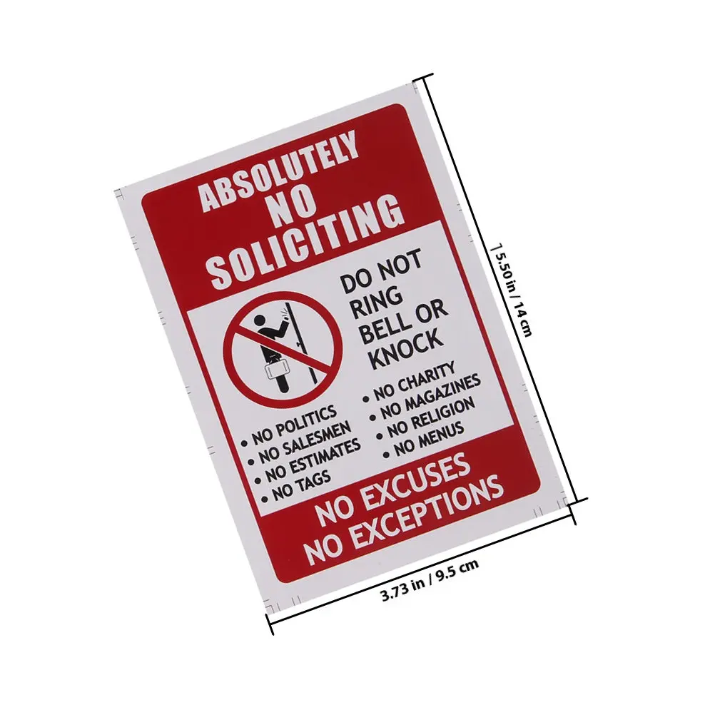 4pcs No Soliciting 스티커 방수 Pvc No Entry Sign 홈 오피스 용 강력한 접착 도어 창 데칼 9.5X14Cm