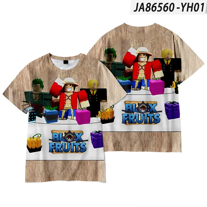 Kids T Shirt Game Anime Cartoon 2-16 years Blox Fruits Short-sleeved Student Casual Fashion T-shirt Cute Children's Wear Print