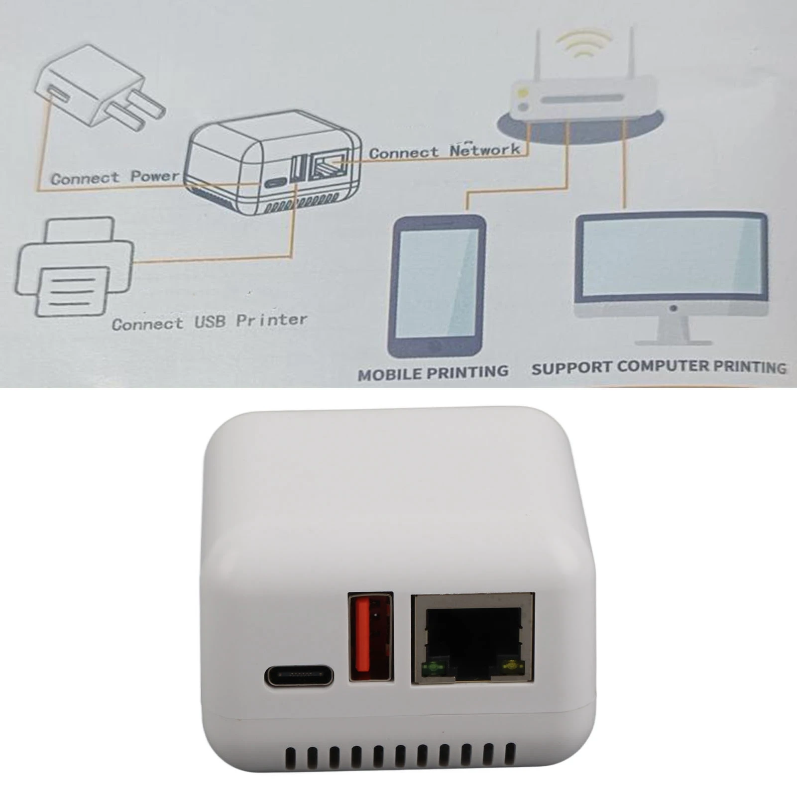 USB 2.0 Network Print Server 5V LAN Print Share Server Wireless for Windows XP for Android Linux 3.4 EU Plug