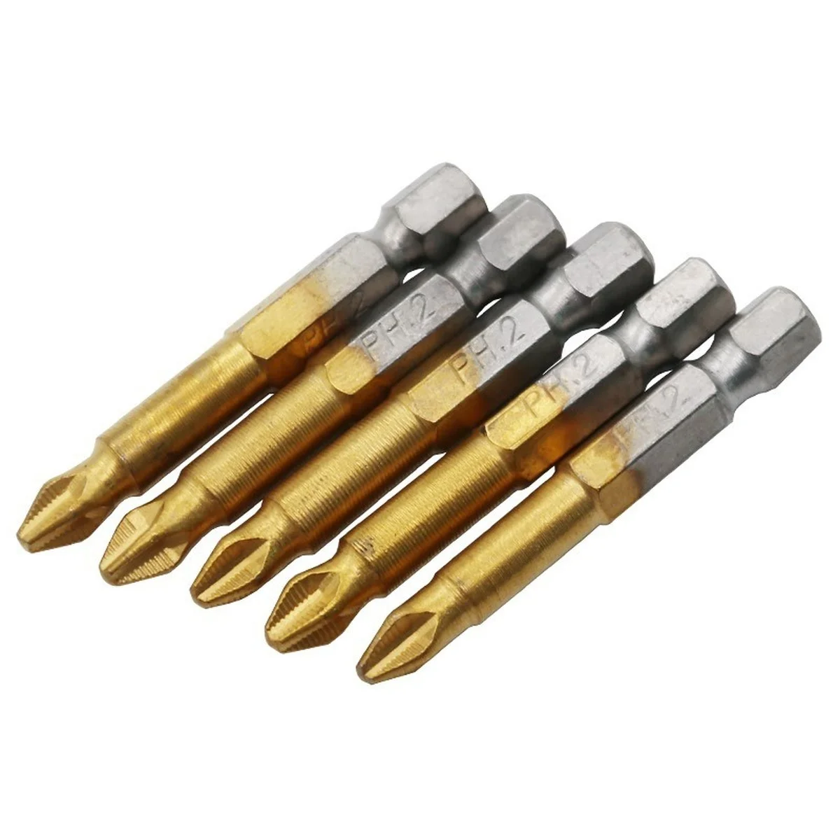 5/10pcs Anti Slip Electric Screwdriver Bits 1/4"Hex Shank Titanium Coated Screwdriver Bits PH2 Magnetic Electric Screwdriver Bit