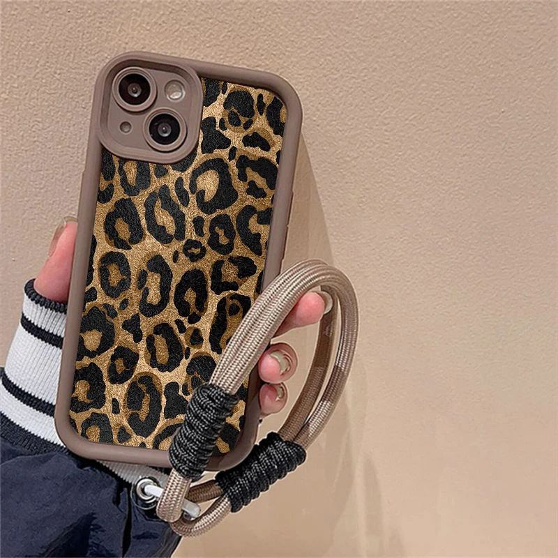 Leopard Print Lanyard Cord Phone Case Cover