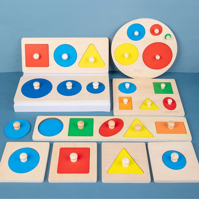 Puzzles de madeira para crianças 1-3 cor forma classificação