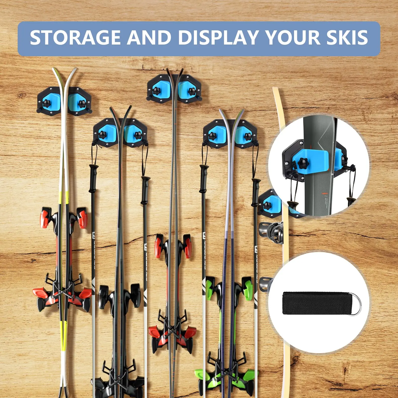 Supporto Da Parete Per Sci E Snowboard – 2 Pezzi In ABS, Multifunzionale E Salvaspazio Per Interni, Garage E Negozi – Dimensioni 20x10x12 Cm