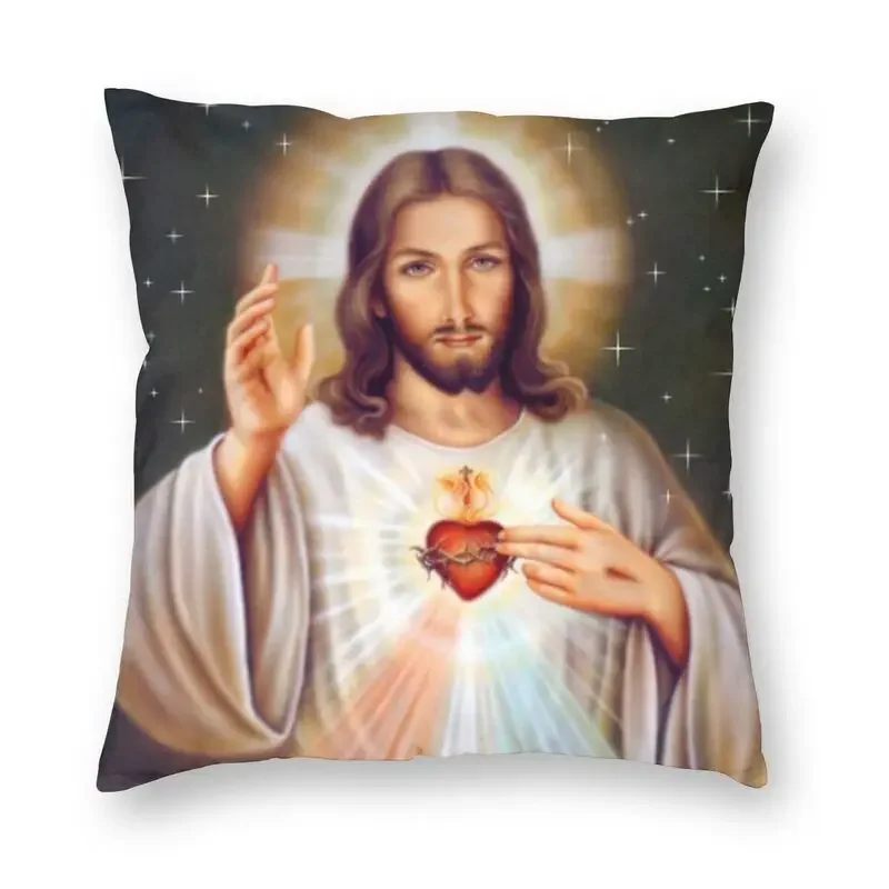 

Sacred Heart Of Jesus Cushion Covers Sofa Decoration Religious Christian Divine Mercy Square Throw Pillow Cover 45x45