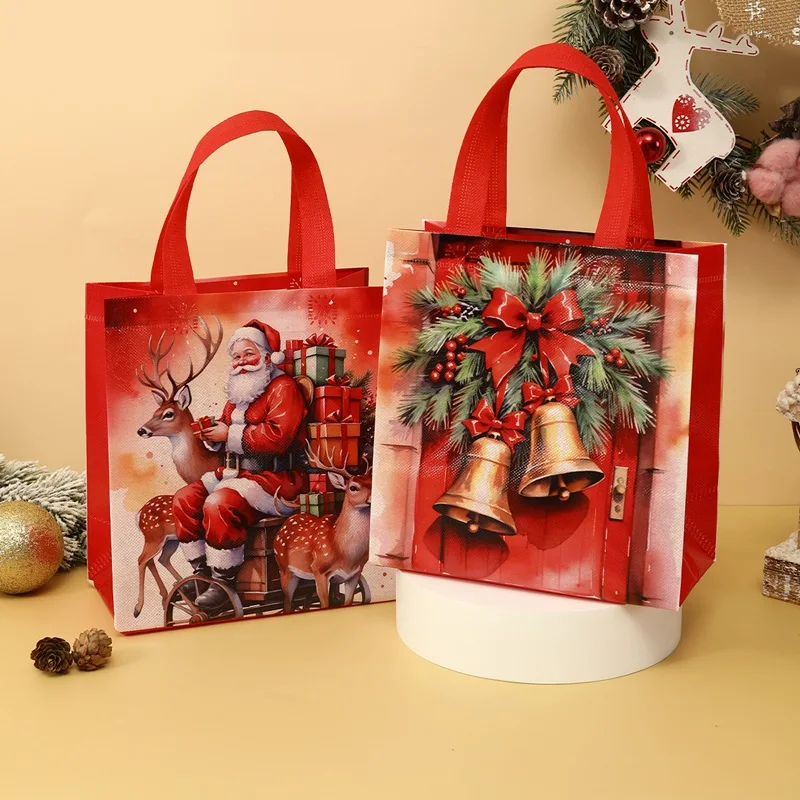 Christmas Gift Bag Santa Non-Woven Bag Christmas Decorations For Home Xmas Navidad Noel Gifts New Year Packaging 4pcs christmas gift bags