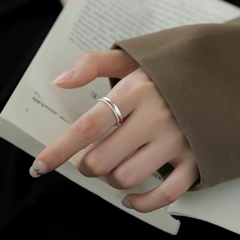 Wedding Rings Finger Rings Fashion Rings Engagement Rings Fashion Ring Original 925 Sterling Silver Double LInes Rings For Women Wedding Engagement Silver Women's Vintage Ring Fine Jewelry