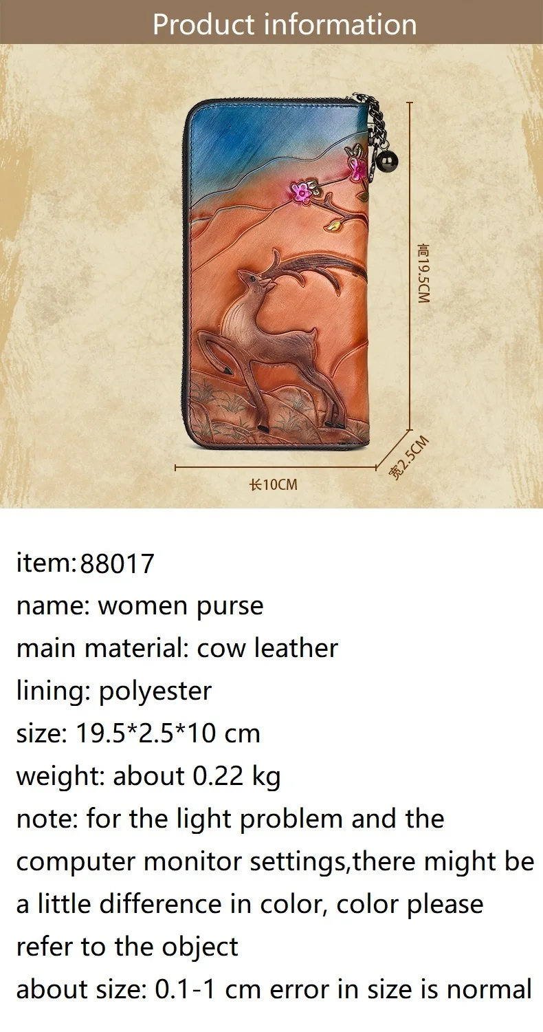 2026 echtes Leder Geldbörse Frauen Große Kapazität Damen Kuh Leder Brieftasche Vintage Kartenhalter Rindsleder Clutch Tasche – Detail 2
