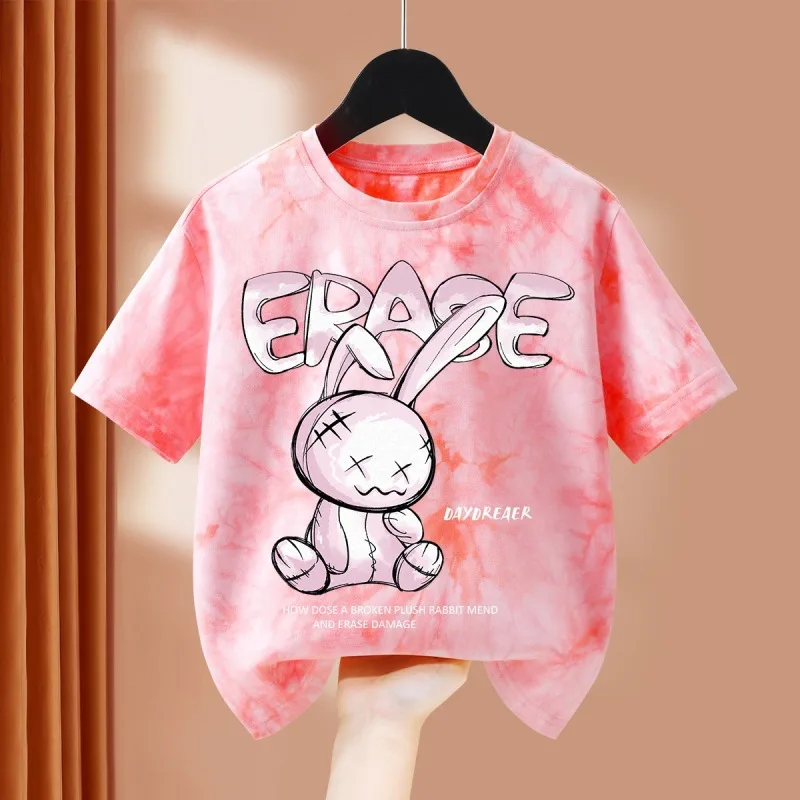 

Disney Kids Tops Cute Girl Tee Cotton Pink Summer Children T-Shirt Rabbiit Cartoon Girl T Shirt Novelty Desig