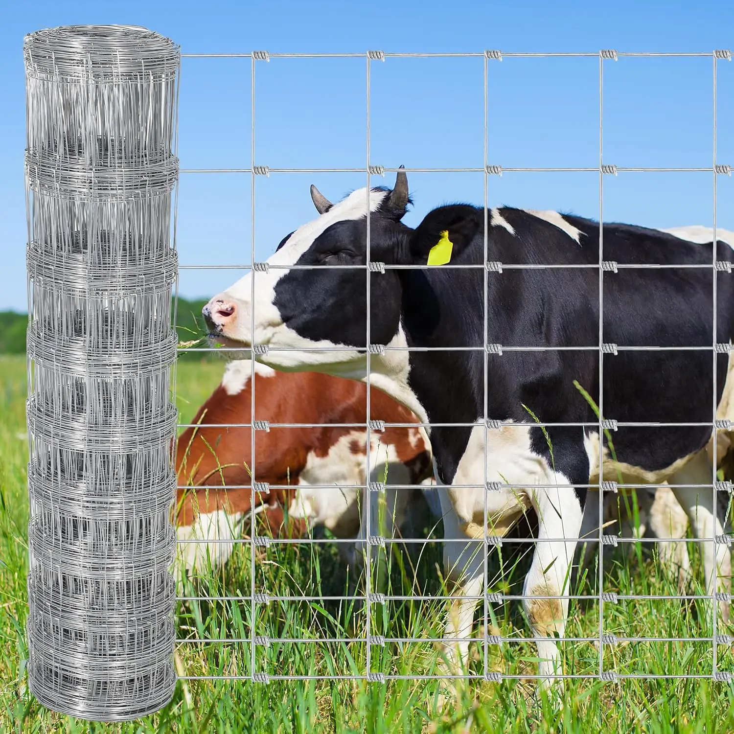 Livestock Fence Galvanized Wire Fencing Cattle Farm Fence 14 Gauge Heavy Zinc Goat Fences for Goat Deer Yard Cattle Protection