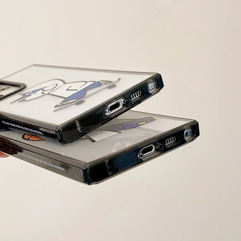 Skateboard Dog Acrylic Black Border Protective Case for Samsung Galaxy S 22 S23 S24 Ultra S22+ S23+ S24 Plus Shell