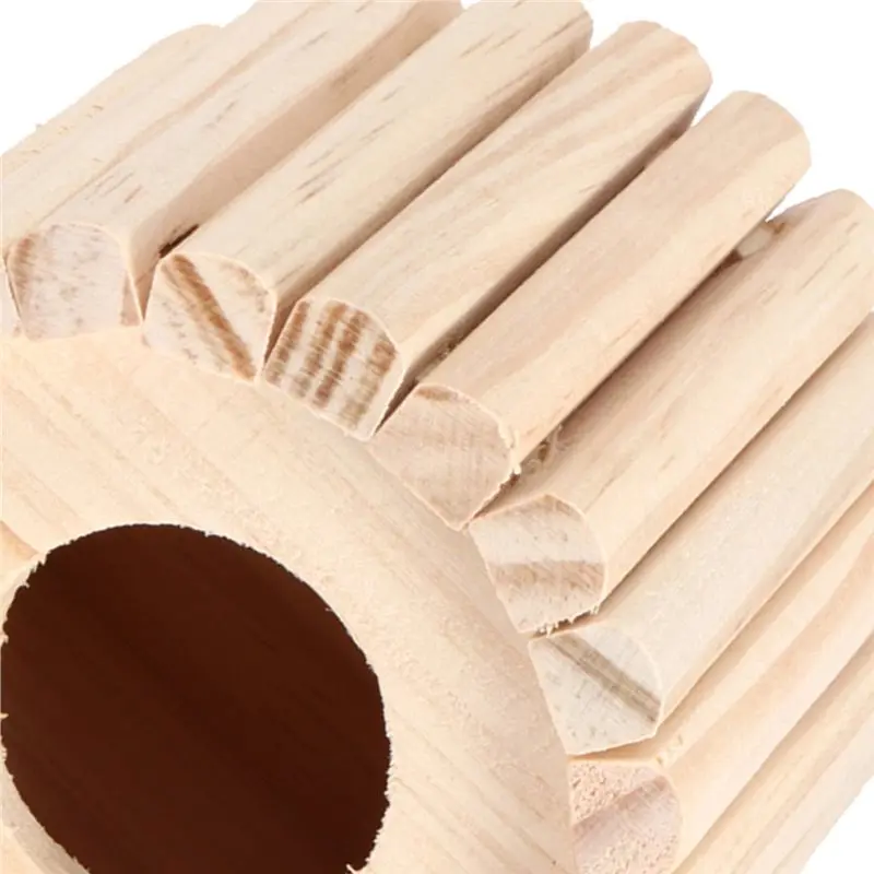 AB33-나무 햄스터 집 11X10x9cm 천연 나무 빌라 사다리 아치형 햄스터 은..