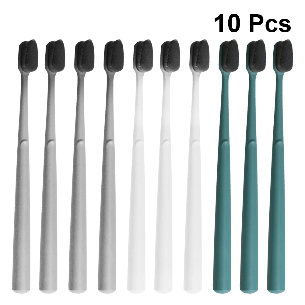 휴대용 나일론 강모 칫솔, 성인용 칫솔, 단일 튜브 칫솔 (무작위 색상), 10 개