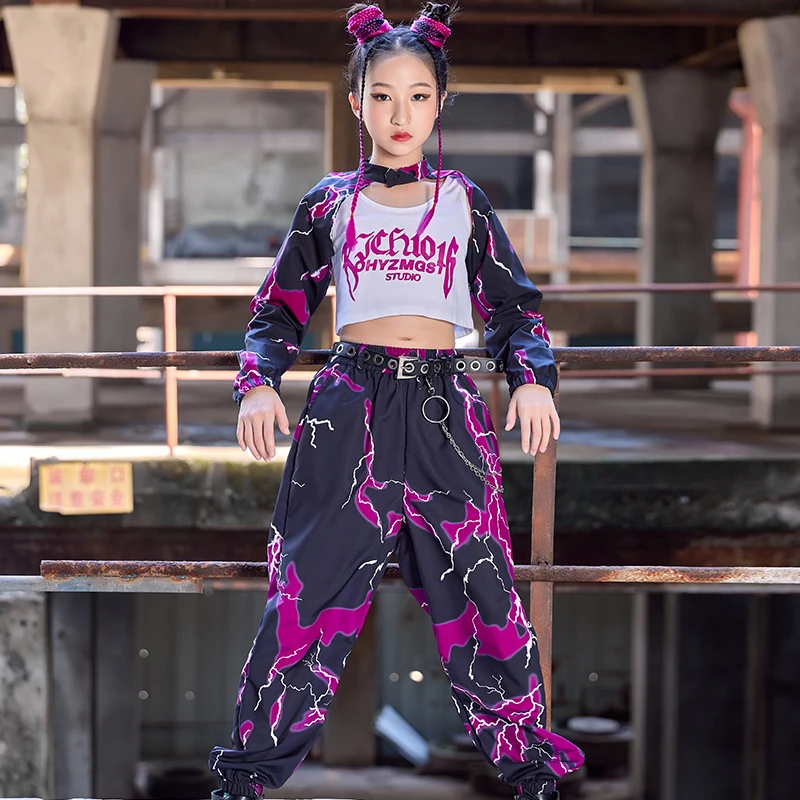 

2024 New Ballroom Hip Hop Dance Costumes For Girls Crop Tops Hiphop Pants Streetwear Children Jazz Performance Clothes DN13707