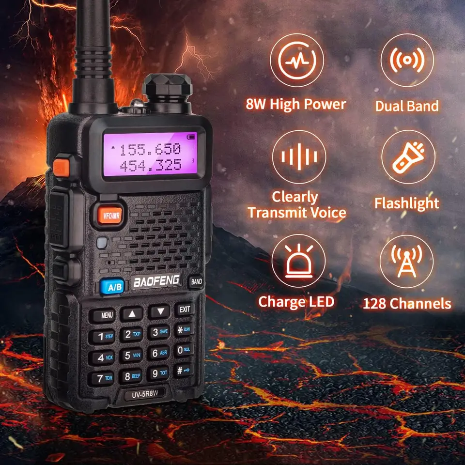 1/2 個 BaoFeng UV-5R 8 ワットトライパワートランシーバーハイパワー
