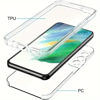 Per Samsung Galaxy A16 A06 A26 A36 A56 360 Custodia per telefono in silicone con copertura completa del corpo Doppia copertura trasparente