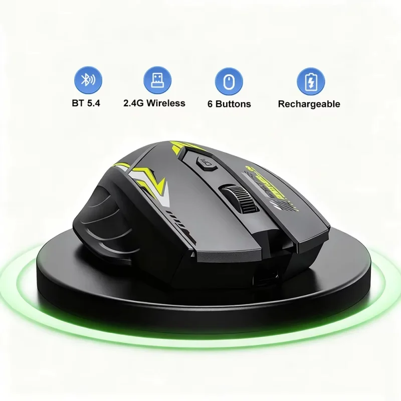 2.4G 무선 마우스 블루투스 마우스 듀얼 모드 게임용 마우스 E-스포츠 충전식 마우스 컴퓨터 노트북용 1600DPI PC 게이머 마우스