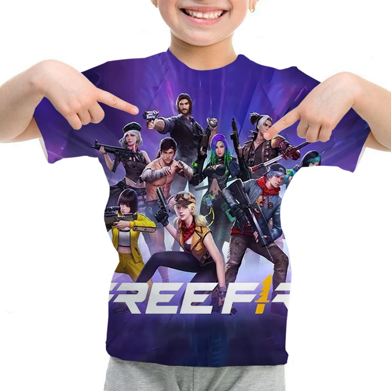 thumbnail image 1 of Camiseta con estampado 3D para niños, camiseta Free Fire 3D, camisetas casuales, camiseta de verano de manga corta con cuello redondo, ropa para niños Y2K, camiseta para niños, 1 of 5