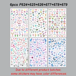 Vibrant 3D Blue Butterfly Nail Art Charms - Self - Adhesive Spring & Summer Design Stickers (F624 - 626 F677 - 679)