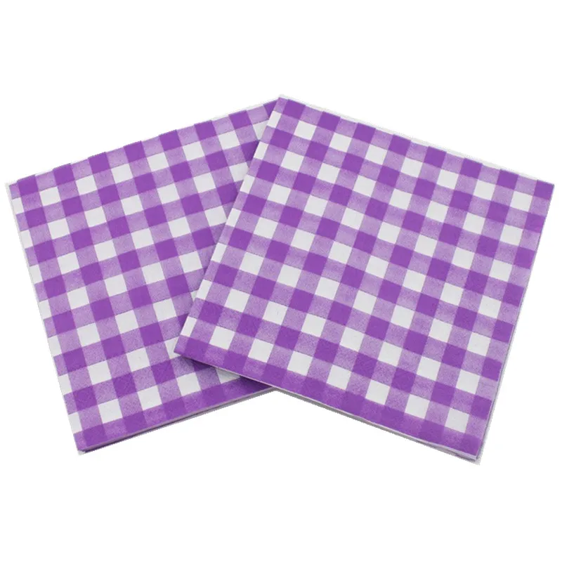 Disposable Plaid Printed Table Dinner Tissue Napkins Paper Tableware For Event Party Decoration 20Pcs/Pack 33x33cm