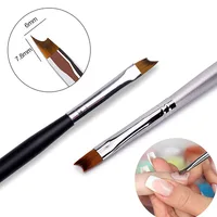 French Tip Nail Brush Half Moon Shape UV Gel Nail Acrylic Painting Drawing Pen Smile Line Silver Black Handle Manicure DIY Tools 1