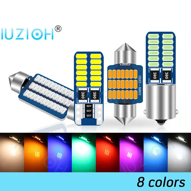 IUZIOH 2PCS C5W Festoon 31mm C10W Led 28mm 36mm 39mm 41mm Car Interior Bulb T10 W5W BA9S Signal Lamp Light Warm White Red Blue